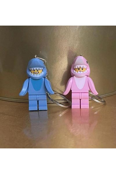 Wisevelya Pack of 2 Shark Lego Keychain