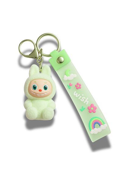 Generic LABUBU Bunny Keychain with Strap – Cute Cartoon Bag Charm for Keys, Handbags & Backpacks – Green