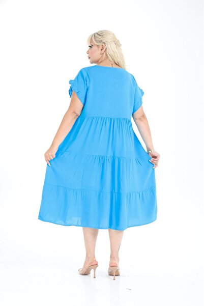 mervemoda Γυναικείο αμάνικο καλοκαιρινό φόρεμα μεγάλου μεγέθους