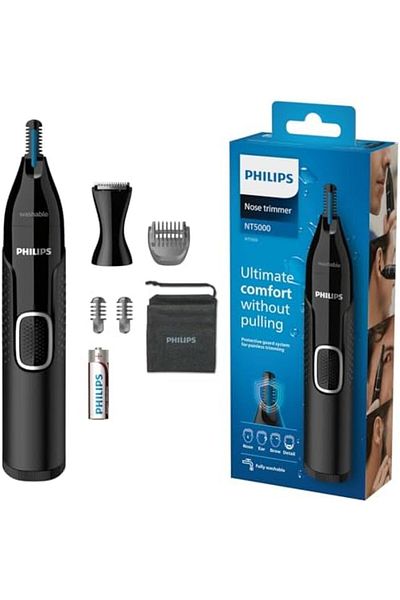 Philips Philips Series NT5650/16 5000 Battery-Operated Nose, Ear and Eyebrow Trimmer, Black (Pack of 1)