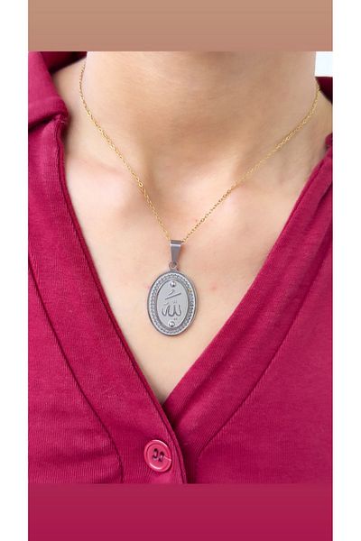 İNN JEWELLERY Steel Necklace Tarnish-Free Antiallergic Allah Writing Figured (2 Years Importer Guaranteed)