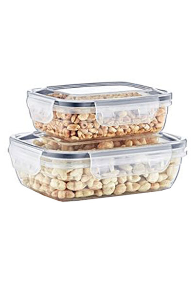 SİHİRLİ AYAKLAR Set of 2 Rectangular Storage Containers with Seals 565Ml-975Ml Bpa Free