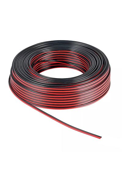OEM 100 meter roll of speaker and loudspeaker cable, diameter 2 x 0.75 mm, red with black