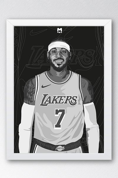Saturn Carmelo Anthony Framed Painting - Basketball Nba Poster Painting
