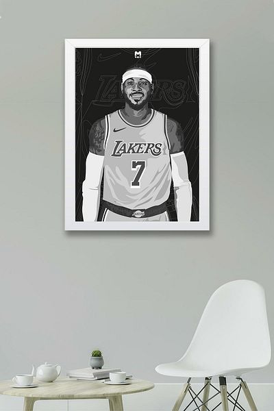 Saturn Carmelo Anthony Framed Painting - Basketball Nba Poster Painting