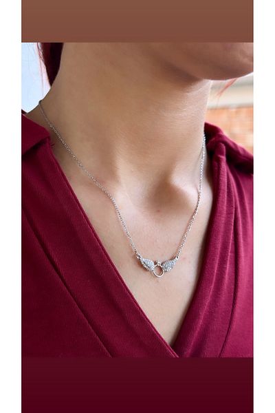 İNN JEWELLERY قلادة فولاذية مضادة للحساسية ومضادة للتلطيخ مع شكل سوليتير صغير (ضمان المستورد لمدة عامين)