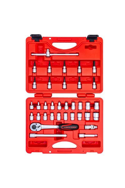 İzeltaş İzeltaş 3/8" 6 Corner Socket Wrench and Allen Set with Lock 35 Pieces