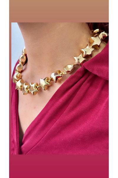 İNN JEWELLERY Steel Necklace Tarnish-Free Antiallergic Star Figured (2 Years Importer Warranty)