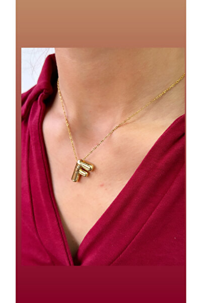 İNN JEWELLERY قلادة فولاذية مضادة للحساسية على شكل حرف F (ضمان المستورد لمدة ...