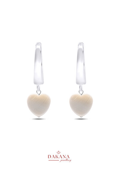 DAKANA JEWELLERY Sertifikalı Kalp Stil Doğal Taş Gümüş Küpe