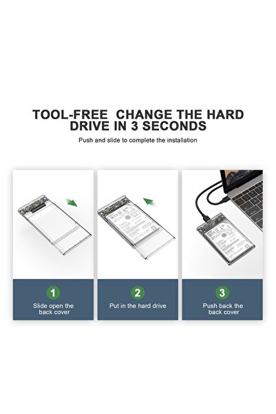 OEM Rack extern pentru HDD/SSD de 2,5 inch, USB 3.0, SATA, capacitate de până la 4 TB, transparent