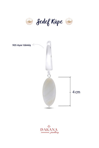 DAKANA JEWELLERY Sertifikalı Elips Stil Doğal Taş Gümüş Küpe