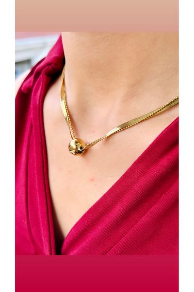 İNN JEWELLERY قلادة فولاذية مضادة للحساسية ومضادة للتلطيخ مع شكل مسطح مزدوج (ضمان المستورد لمدة عامين)