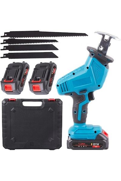 rut&cari Pendulum Reciprocating Saw with 2 Batteries, 4 Different Blades, Li-ion Battery, 21V, Storage Box