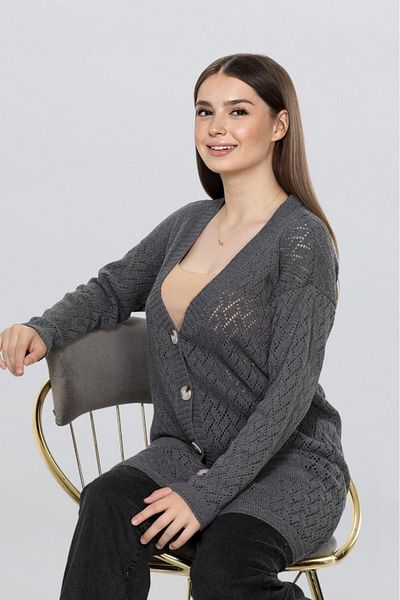 Fox Life Kids Women's Openwork Pocket Long Cardigan Flt1016