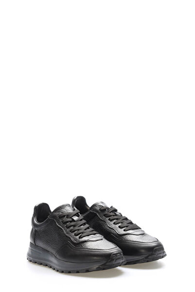 TUGERDİ Tugerdi Black Inside and Outside Genuine Leather Light Sole Lace-Up Q...