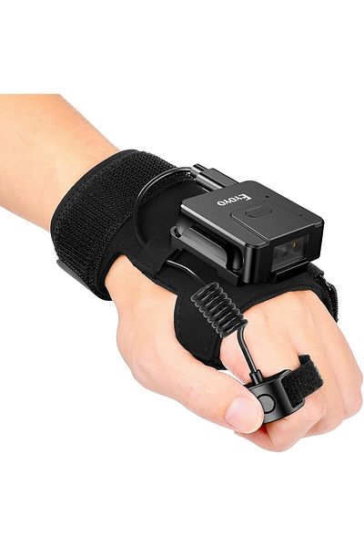 Eyoyo 2D & 1D Wearable Glove Barcode Scanner Bluetooth, Ring Finger Wireless QR Code Scanner, Left&R