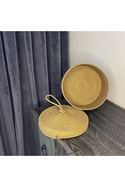 Dosade Multi-Purpose Basket with Natural Straw Cover 25X15 cm |   Bathroom, Kitchen and Home Organizer