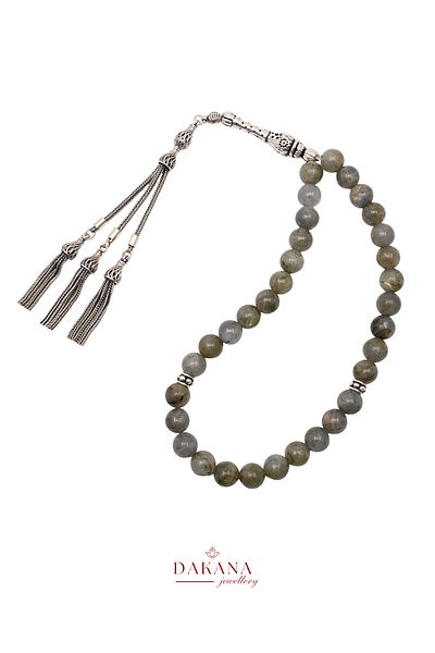 DAKANA JEWELLERY Certified Labradorite Stone Taurus Silver Natural Stone Prayer Beads