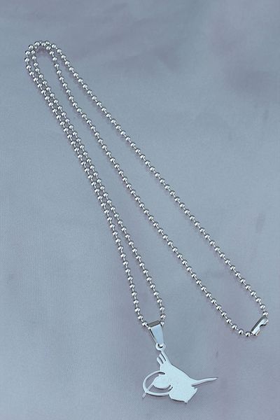 Clariss Silver Color Chain Necklace with Steel Tip Tuğra Design
