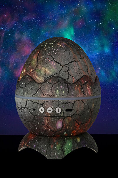 GÜMÜŞTEKNO Dinozor Yumurta Galaksi Işık Projektör Gece Lambası Yıldızlı Atmos...