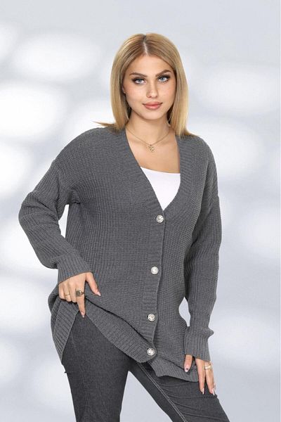 Fox Life Kids Women's Button Detailed Long Straight Cardigan Flt1007