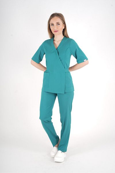 Nur Medikal Giyim Surgical Green Elegant Model Surgical Uniform Waist Scrubs Suit