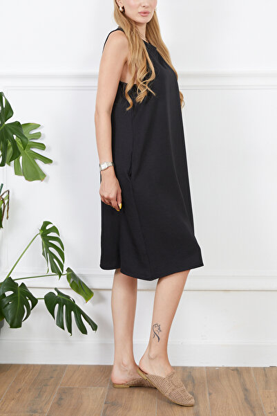 DPARİS Linen Look Zero Sleeve Bell Dress