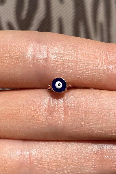 Spossy Silver Jewelry Küçük Boy Lacivert Mineli Nazar Göz Halka Piercing Küpe
