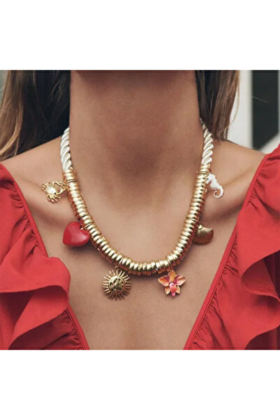 Yokho نموذج العلامة التجارية ZRA 🌺   قلادة تروبيك تشارم ☀️