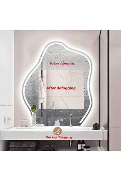 K Korman Oglinda Baie LED Touch Sistem Dezaburire Forma Nor Neregulata 50X70 cm