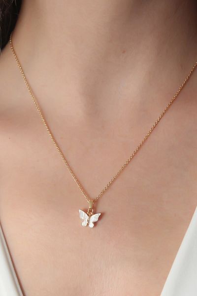 Clariss Gold White Color Butterfly Figure Women's Necklace