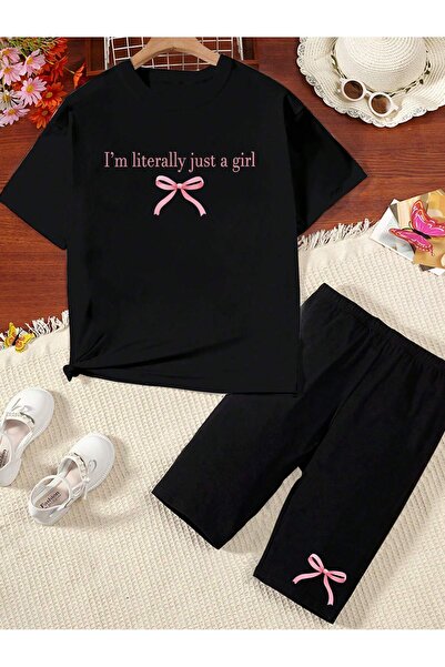 LAYORA 2 Pieces Casual Knitted T-Shirt and Shorts Set for Teen Girls Daily Wear