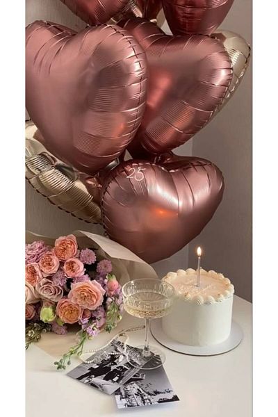 ZENVİVA 3 Pieces Heart Foil Balloon Caramel 18 Inc