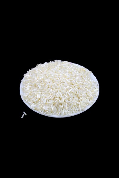 Serhat Aksesuar ve El İşçilik 6x2 mm 2 Renk Krem Boru Boncuk 100 Gr
