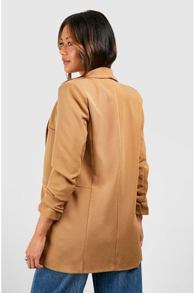 BOOHOO - Blazer camel cu mâneci bufante