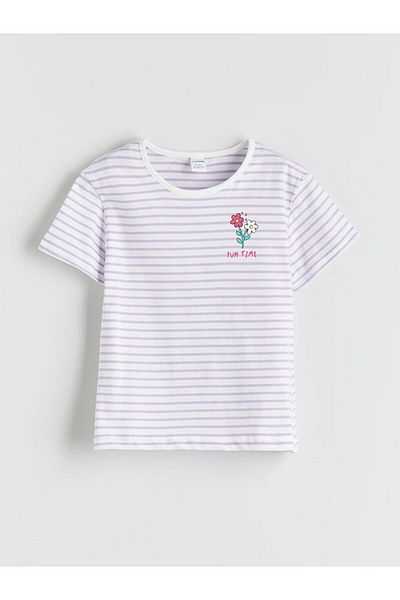 LC Waikiki Tricou pentru fete cu dungi cu gâtul rotund (S5)