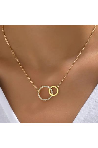 Ayzen Double Circle 8 Design Stone Necklace