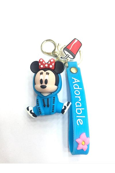 uğurlu dükkan 3D Blue Hooded Mınnie Silicone Keychain