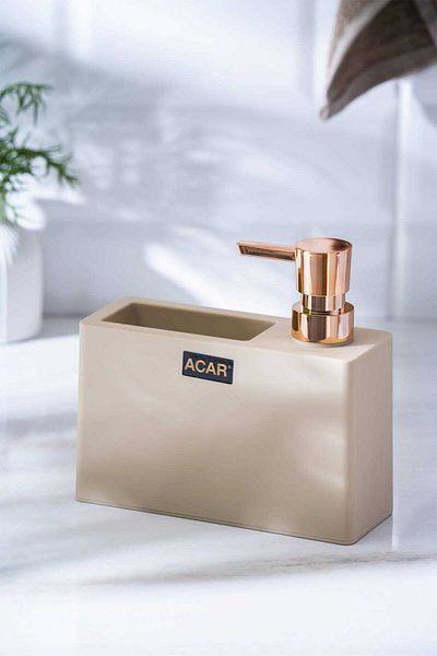 ACAR Astoria Cream/Bronze Ακρυλικός Διανομέας Υγρού Σαπουνιού με Θάλαμο Σφουγγαριού