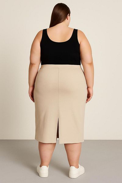 CNG MODA Plus Size Modal Slit Pencil Skirt