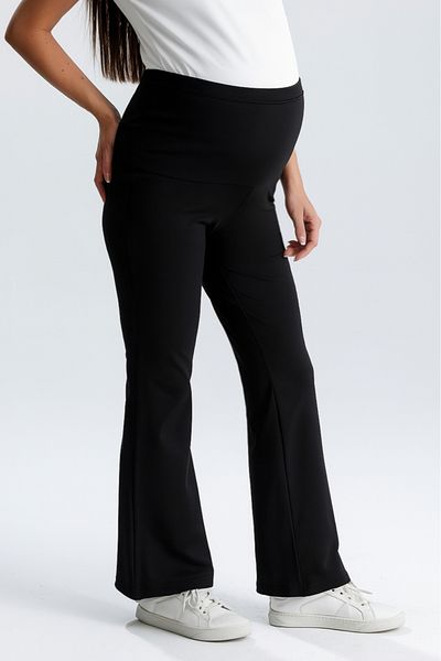 KATLİN MATERNİTY WEAR High Waist Maternity Leggings with Spanish Leg, Adjustable Waist Full Lycra Fabric