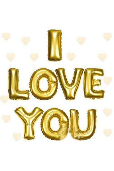 Modafiks I Love You Foil Bn Gold Color 35 cm