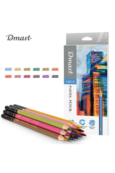 Deli EC302-12 Pastel Pencil Set 12 Colors – Ideal for Sketching & Fine Details