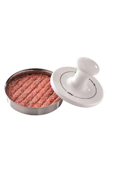 GEFU Convex Base Non-Stick Coated Spark Hamburger Press White and Silver
