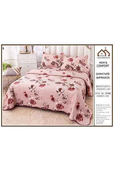 FIONNA.RO 3 Piece Velvet Duvet Cover - Roses