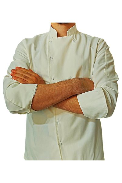 Ant Rotagrup Üniforma ve İş Elbiseleri Chef Jacket Ecru Color Unisex Snap Fastener Long Sleeve Chef Cook Kitchen Jacket