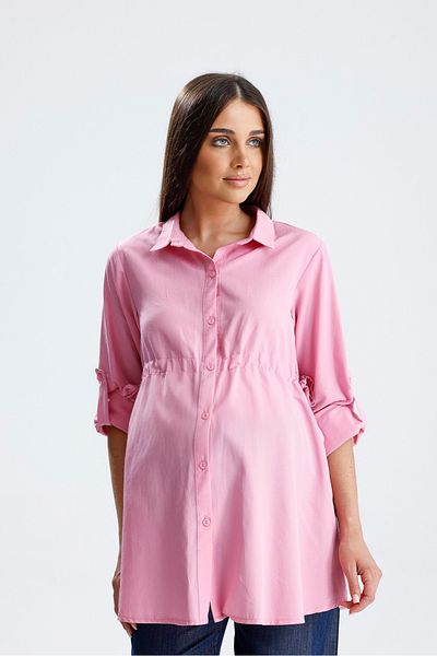 KATLİN MATERNİTY WEAR Maternity Shirt, Poplin Cotton Fabric, Side Lacing and Sleeve Curving Detail
