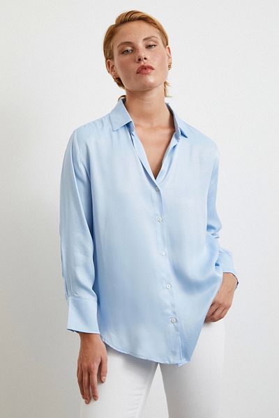 Never more Viscose Satin Shirt Blue