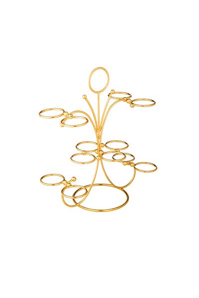 Dania Saudi Coffee Cup Holder Stand in Stainless Gold Metal - Holds 12 Cups